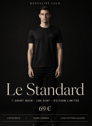 Le Standard — T-shirt Noir 280 g/m²