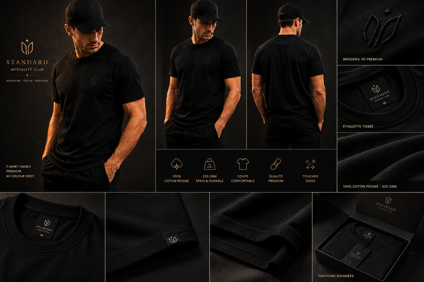 Le Standard — T-shirt Noir 280 g/m²