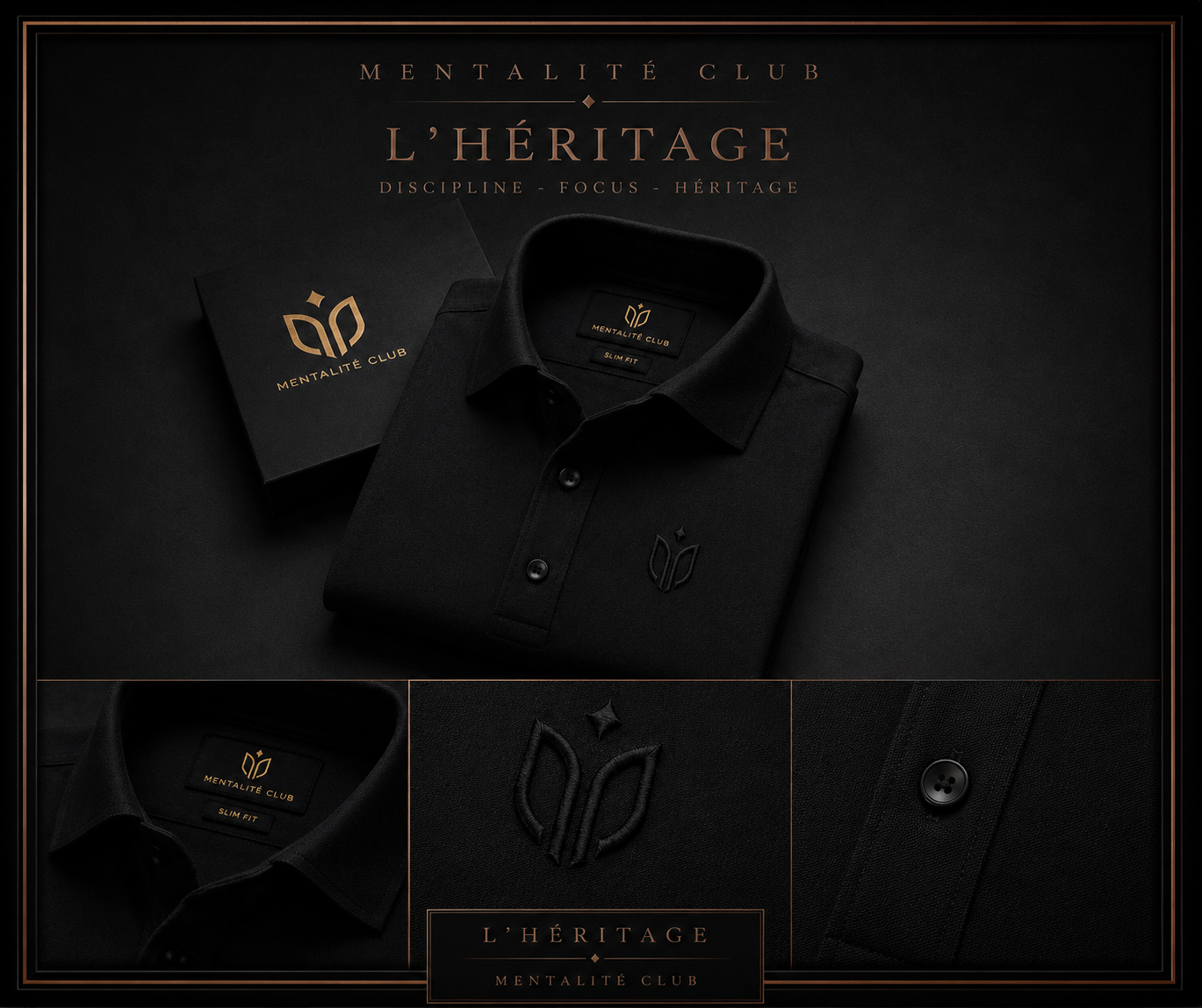 L'Héritage — Polo Slim Fit Noir Profond