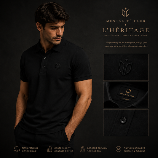 L'Héritage — Polo Slim Fit Noir Profond